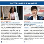 Screengrab of Happening Around Campus section of Carleton Today's May 5, 5022 Issue