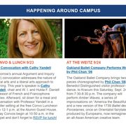 Screenshot of Happening Around Campus section of the Sept. 22, 2022 issue of the Carleton Today newsletter