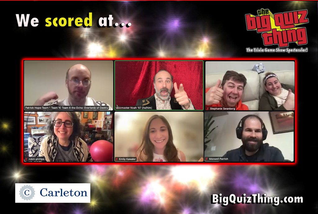online trivia competition photo of winners on Zoom