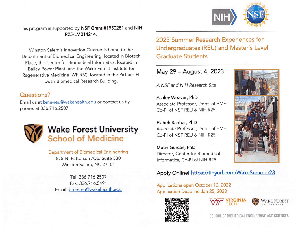 Summer REU brochure