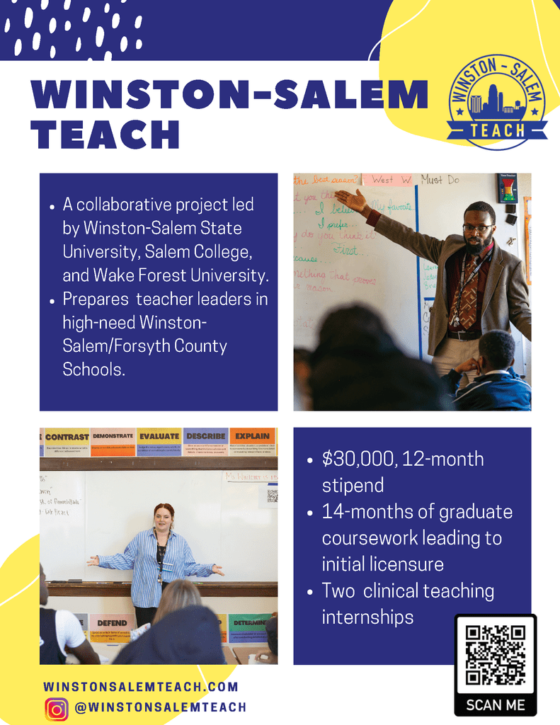 Flyer describing the winston-salem teach program