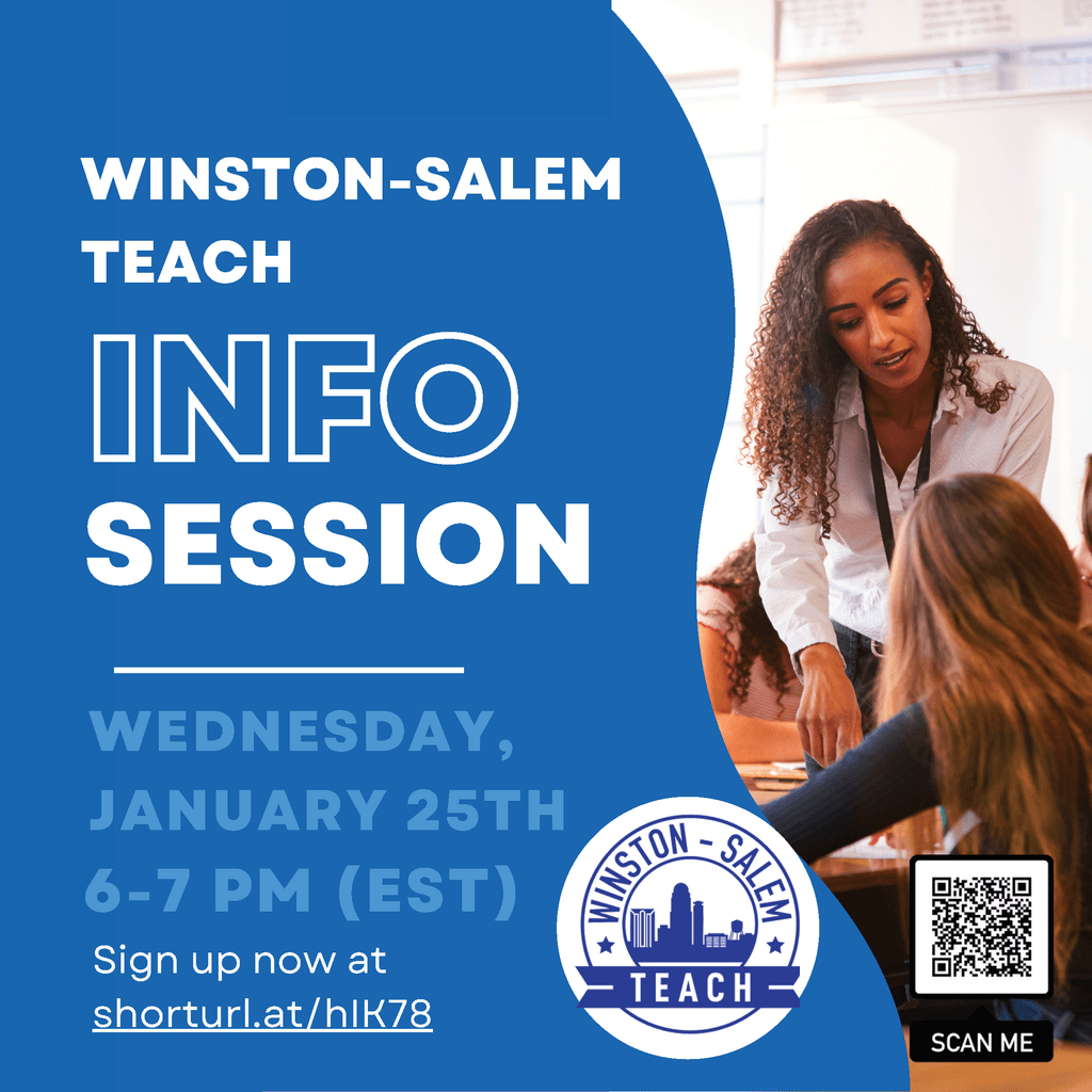Flyer providing information about the info session for winston-salem teach