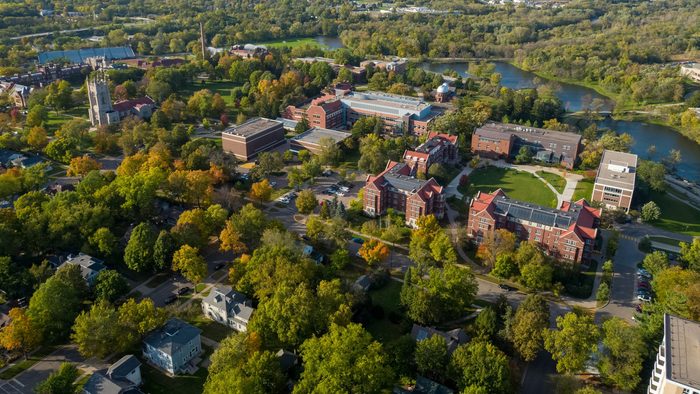 Aerial view of campus