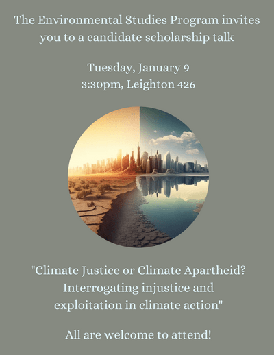 Candidate scholarship talk for the Environmental Studies search