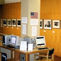 The multi-media On Patrons and Patriots exhibit.