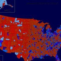 census map of the united states colored red and blue