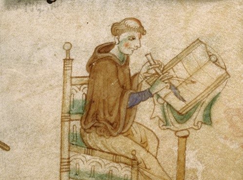 image of a drawing of a medieval scribe