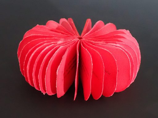 a photograph of a sculptural artists' book by Erica Rasmussen