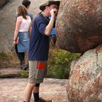St Francois Mountain Region - Missouri 2012 Adam Denny inspects the large boulders at Elephant Rocks