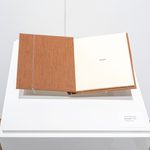 A book with brown covers with the first page saying “Rewind.”
