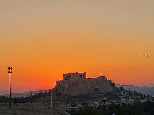 view of the acropolis at sunset