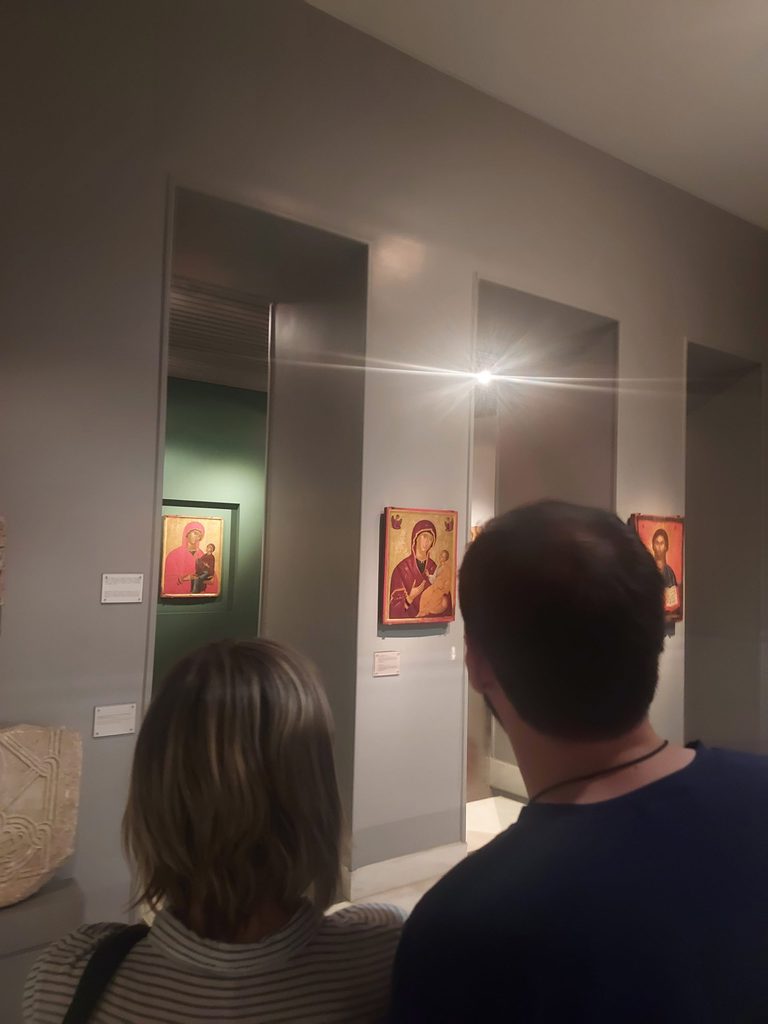 students looking at Byzantine art
