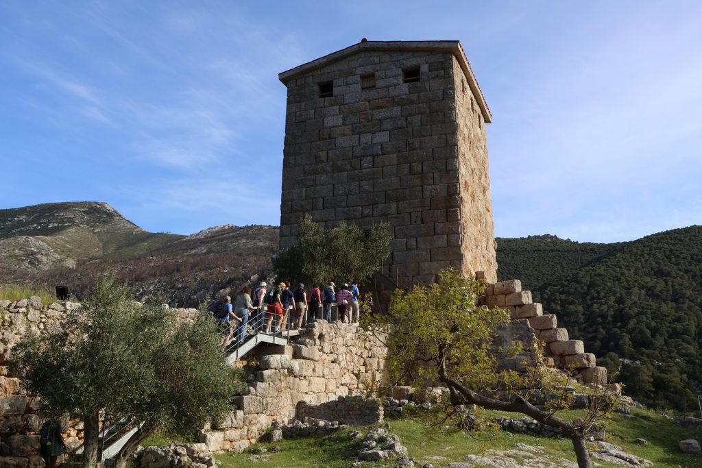 Fully-restored southeastern tower at the fortress of Aigosthena