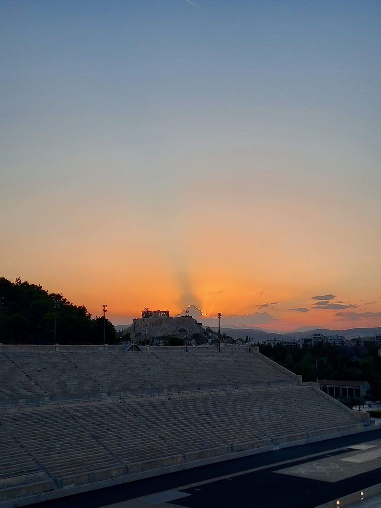 view of the acropolis over the first olympic stadium