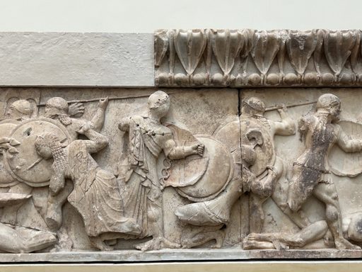 Goddess Athena on one of the pediments of the Syphnian Treasury at Delphi