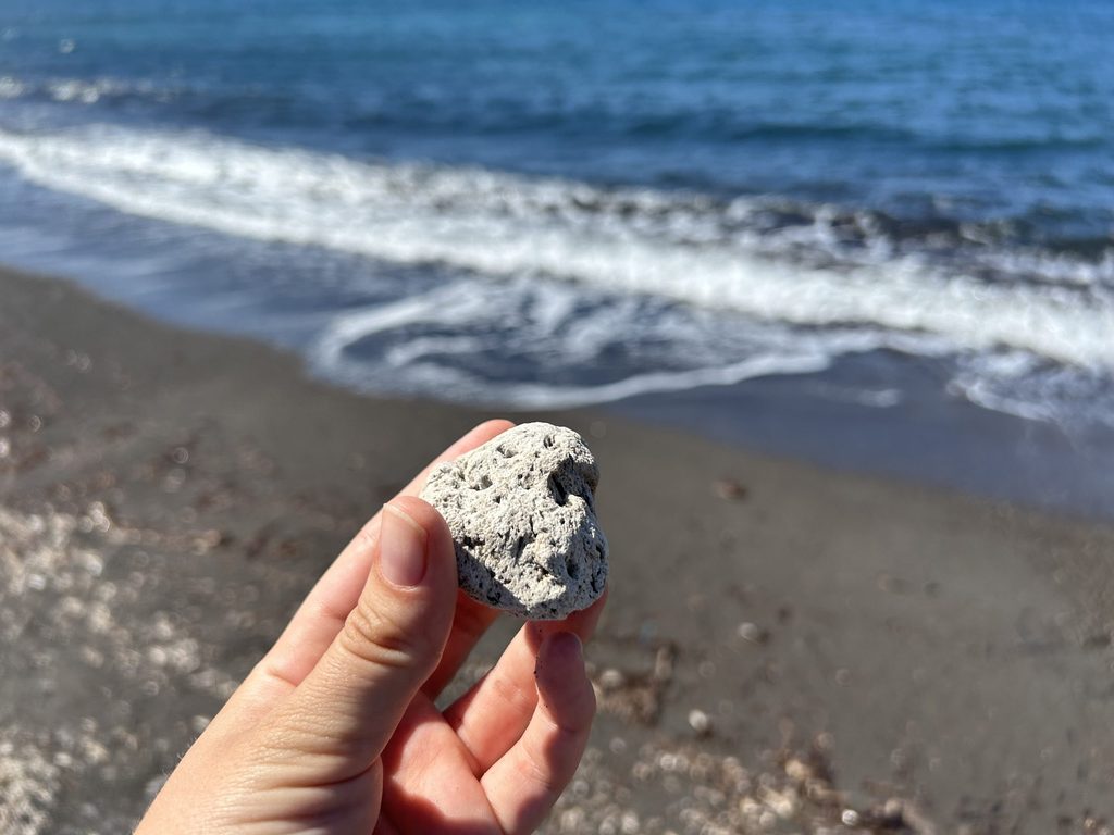 volcanic rock and black beach from Santorini