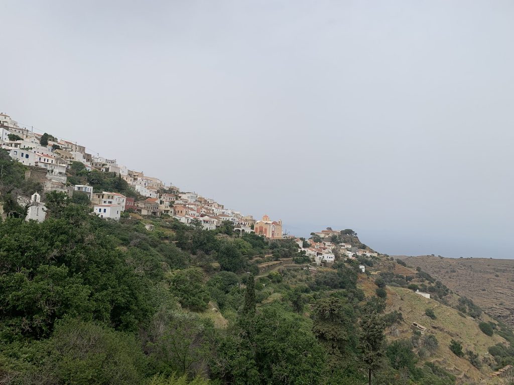 View of Χωρα, the mountaintop village on Kea