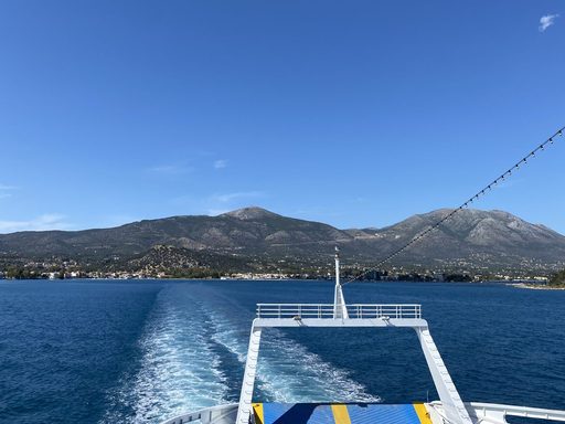view of land and sea from ferry