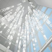 Rendering of a sculptural LED fixture for the atrium of Anderson Hall
