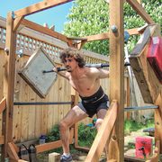 Oscar Christoph ’22 works out in his yard.