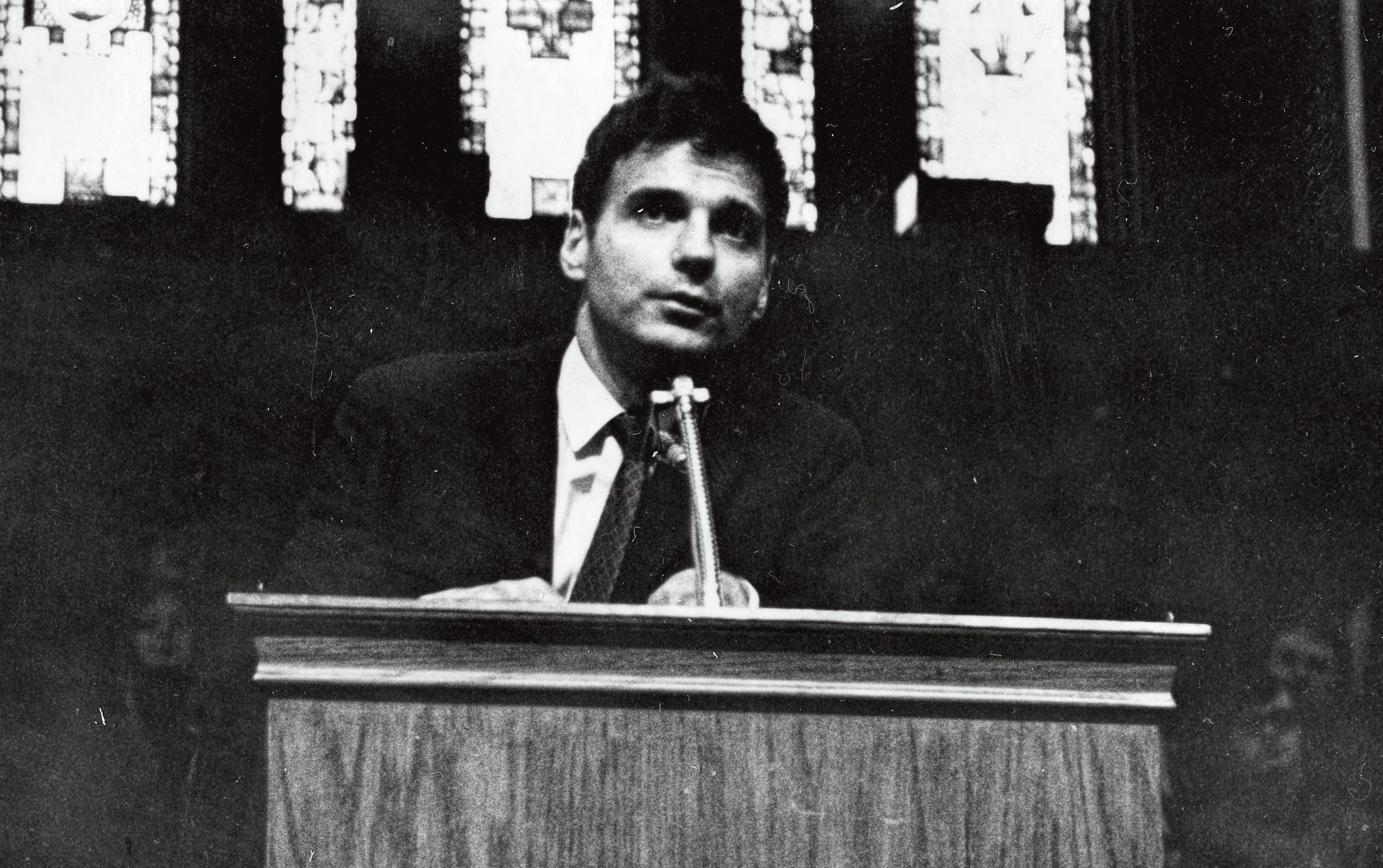 Ralph Nader speaking at Skinner Chapel
