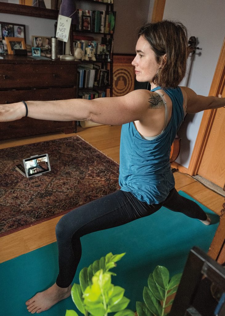 Catherine Justice ’98 does yoga