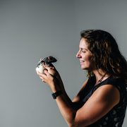 Psychology professor Sarah Meerts holds a rat