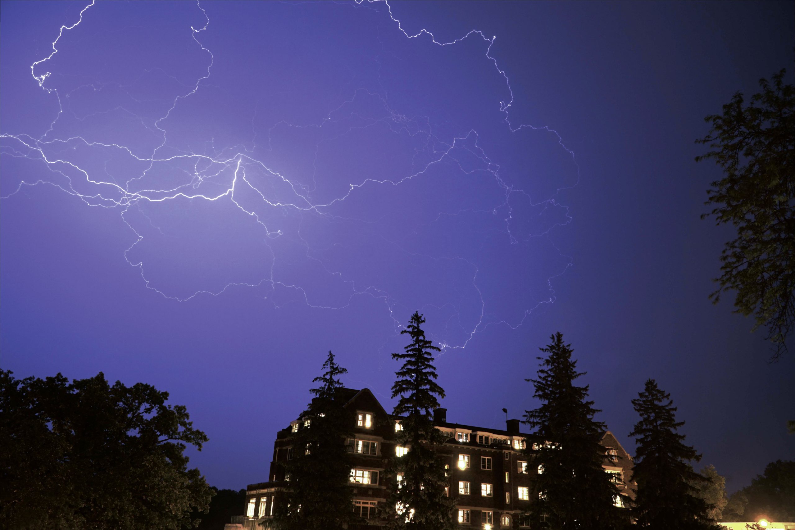 lightning over Evans Hall