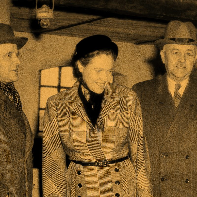 U.S. ambassador to Denmark, Eugenie Moore Anderson ’31 visits a Danish farm in 1950