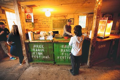 Concession stand inside a barn