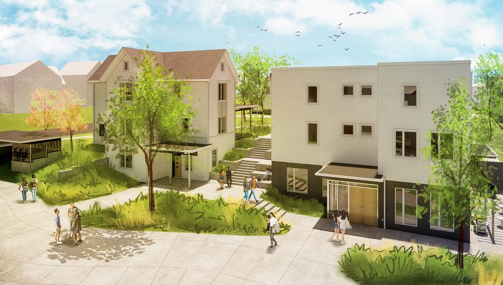 Architectural rendering of new campus housing