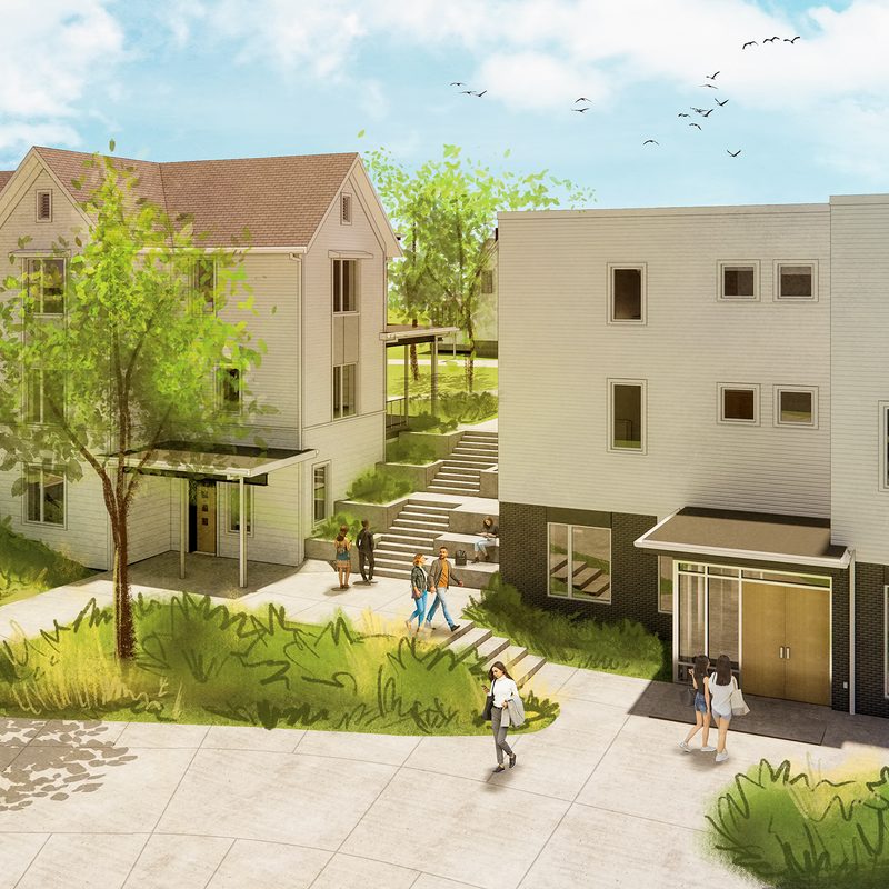 Architectural rendering of new campus housing