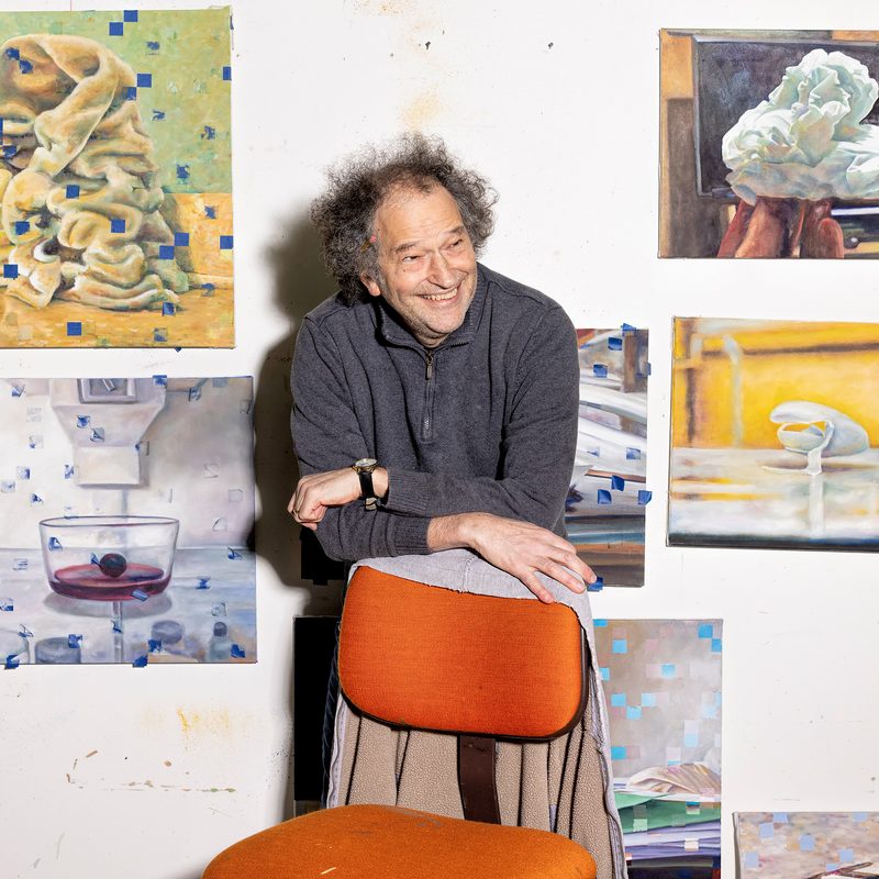 A portrait of David Lefkowitz in his studio on the Carleton College campus in Northfield, Minnesota, on November 29, 2023.