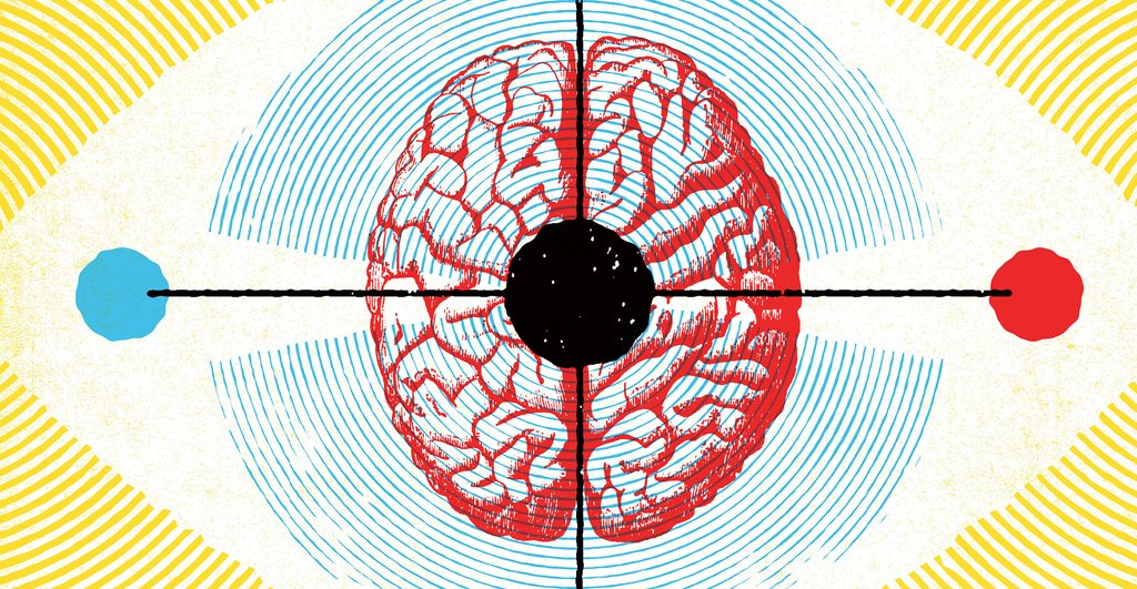 Illustration of a brain inside a stylized eye