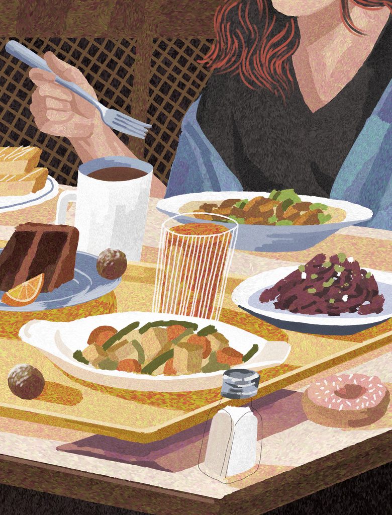 illustration of dining table food
