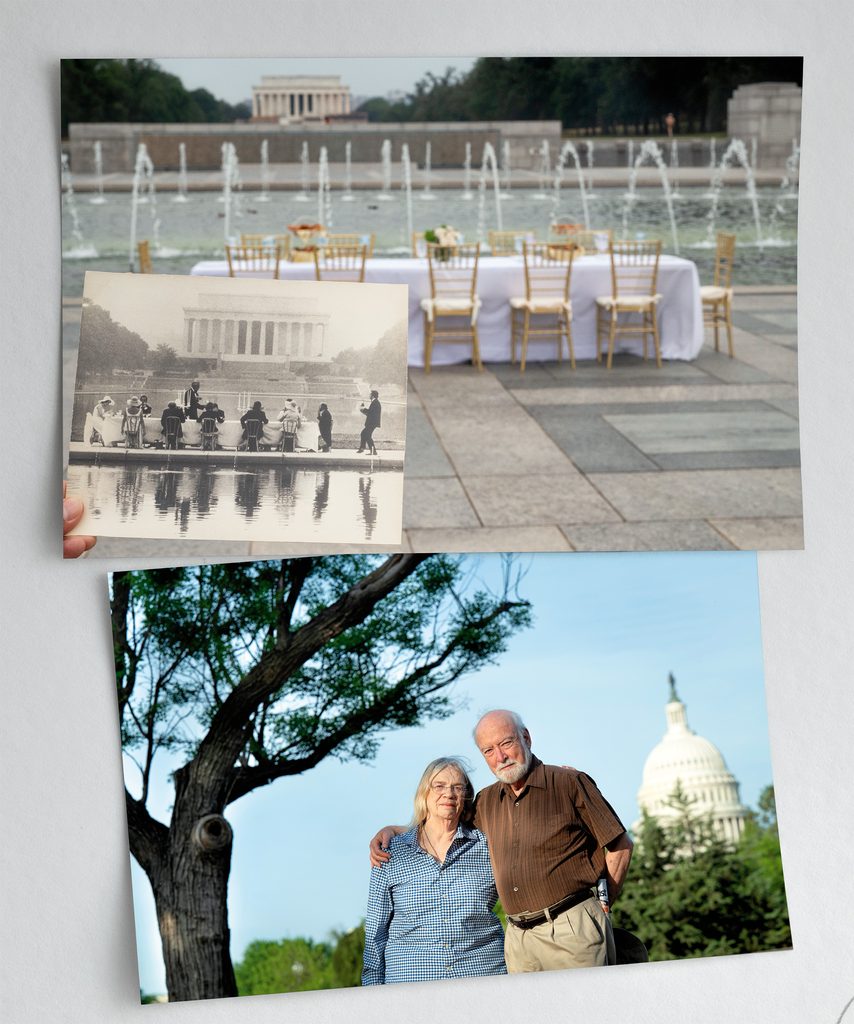 A collection of photos related to the "breakfast on the mall" event