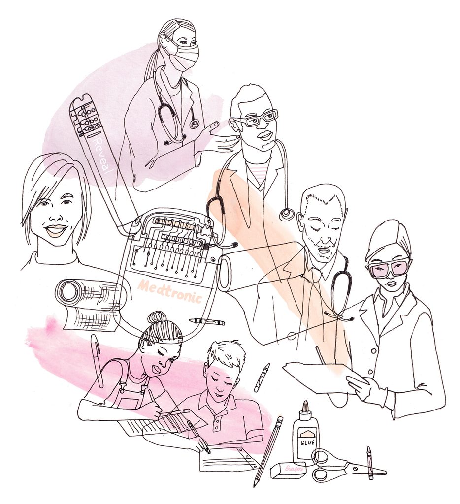 Illustration of people in medical and technical careers
