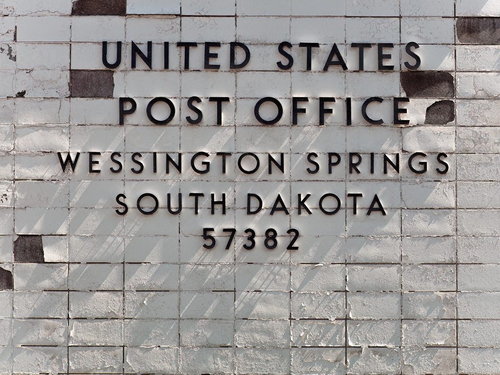 USPS building sign in Wessington Springs, SD