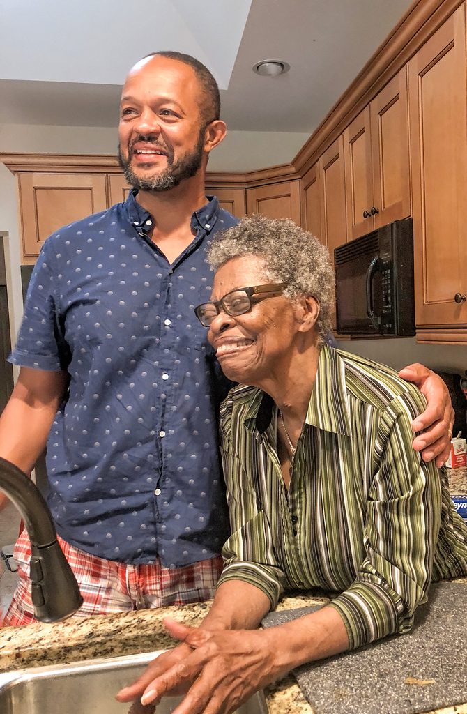 Keith Rushing with his cousin, Phoebe Driessen, 96,