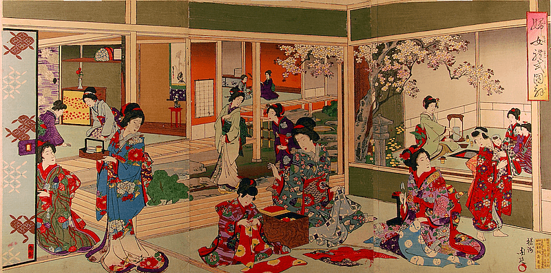 Toyohara Chikanobu, Beauty School, c. 1880