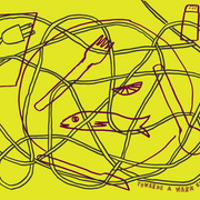 Illustration of food, utensils, and an electrical cord, with the words: towards a wam embrace