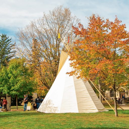 A tipi erected near the Bald Spot on Indigenous Peoples’ Day