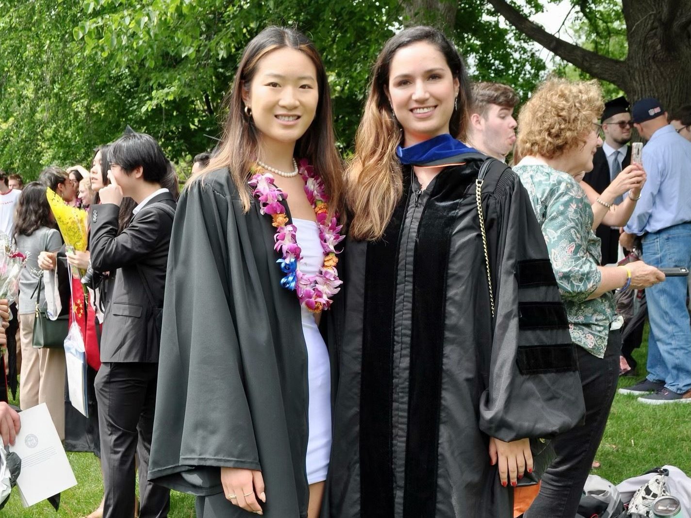 Professor and student at commencement