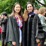 Professor and student at commencement