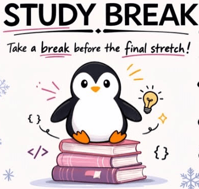 Penguin sitting on a stack of books