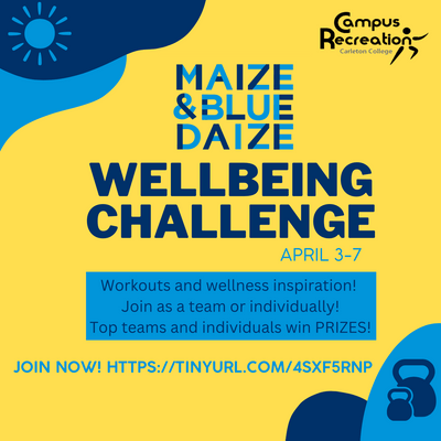 Graphic with Maize & Blue Daize logo and Wellbeing Challenge description.