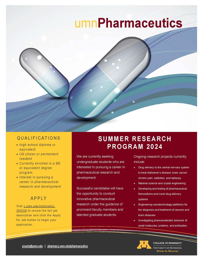 UMN Pharmaceutics Summer Research Program 2024 The Weekly Beaker