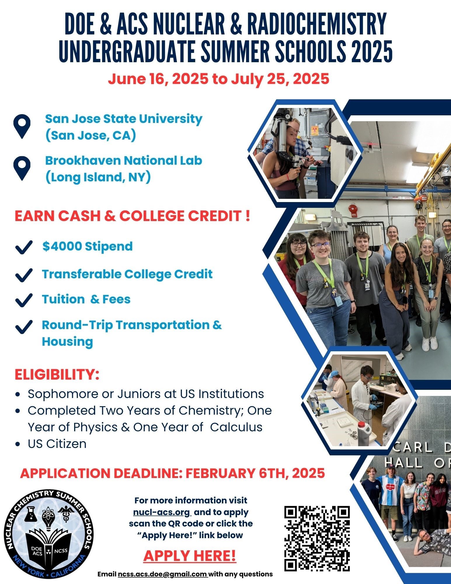 DOE & ACS Nuclear Chemistry Summer Schools 2025 – Application
