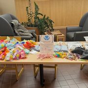 An assortment of fidgets and wellness/focus items decorate a table display.