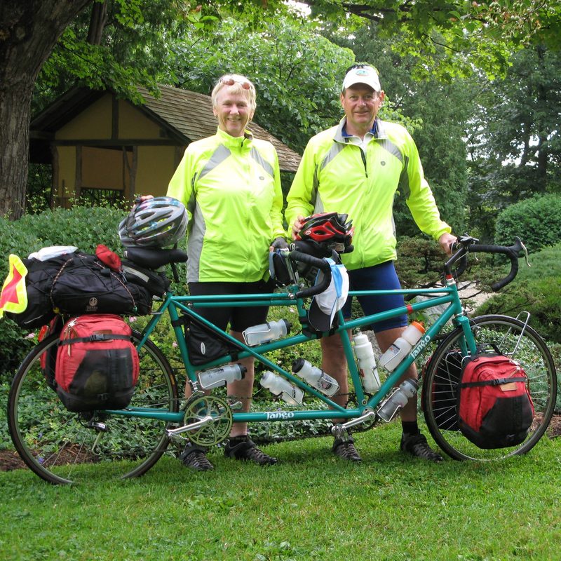 Jon and Peggy Watterson pose for photo with bikes